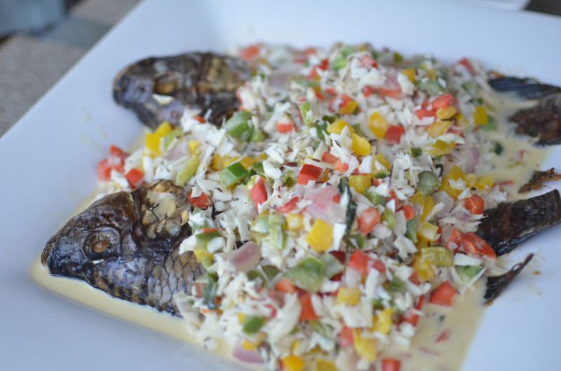Triple Coconut Tilapia with Sweet Peppers and Herbs 